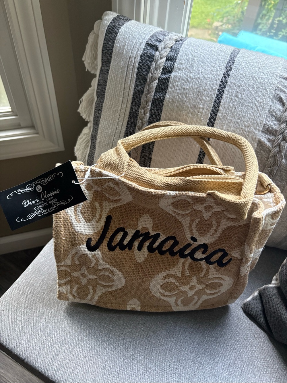 Jamaica Mini Crossbody Tote in Tan & Cream